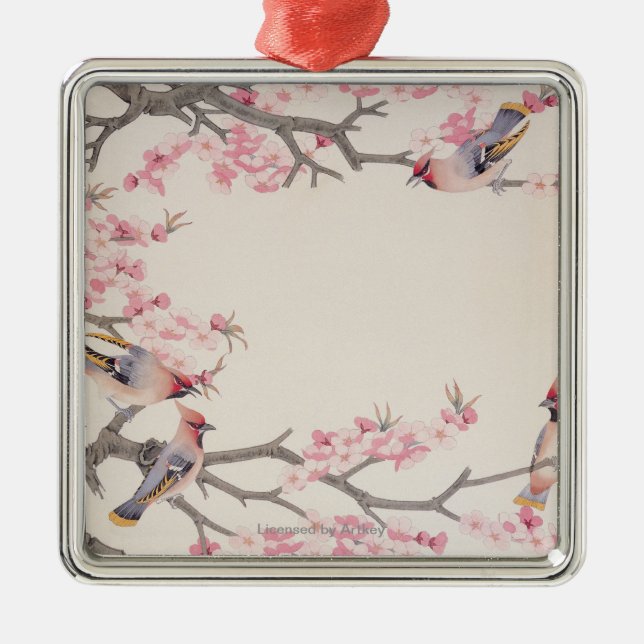 Ornamento De Metal Pássaros do canto no primavera (Frente)