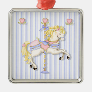 Ornamento De Metal Pastel Carousel Pony