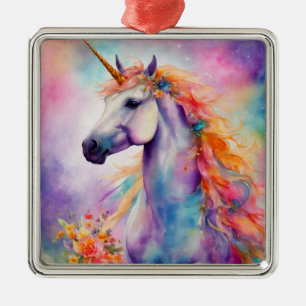 Ornamento De Metal Pastel Color Unicorn
