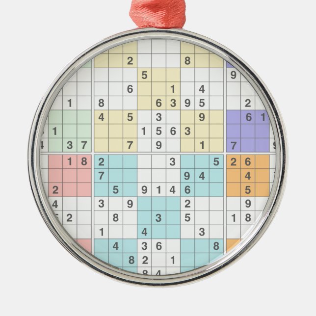Ornamento De Metal pastel sudoku (Frente)