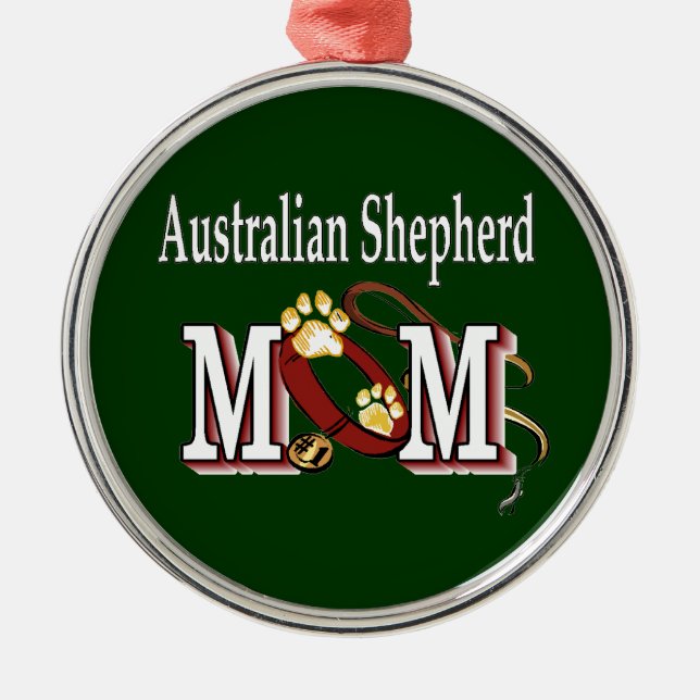 Ornamento De Metal Pastor australiano MOM (Frente)