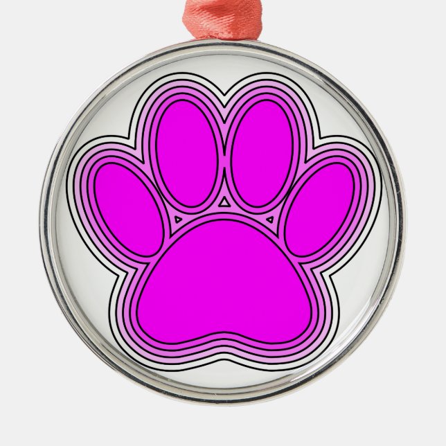 Ornamento De Metal Pata De Cachorro A Rosa Com Descrições (Frente)