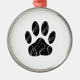 Ornamento De Metal Pata Preta De Cachorro Impressa Com Farinhas Branc