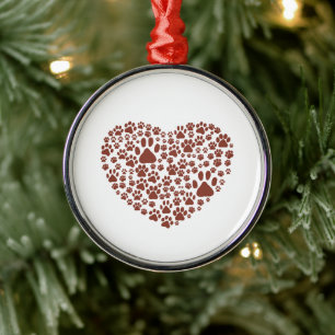 Ornamento De Metal Patas-Cães, Patas-Cãezinhas, Patas-Animais, Coraçã