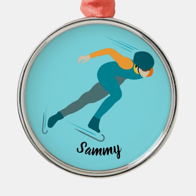 Ornamento De Metal Patinação de velocidade (Frente)