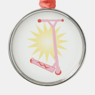 Ornamento De Metal Patinete cor-de-rosa