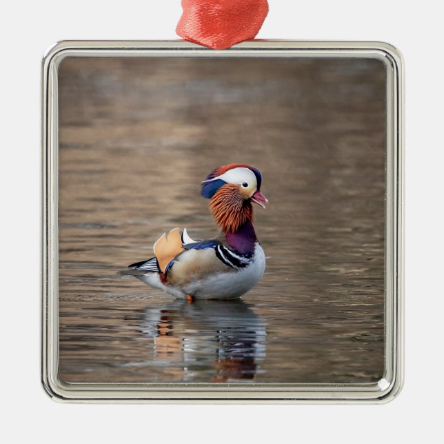 Ornamento De Metal Pato-mandarim (Frente)