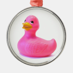 Ornamento De Metal Pato rosa de borracha
