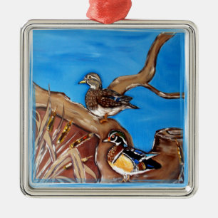 ORNAMENTO DE METAL PATOS MANDARIM
