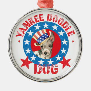 Ornamento De Metal Patriótico Americano Terrier Sem Cabelo