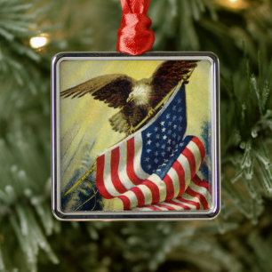 Ornamento De Metal Patriotismo Vintage, Bandeira Americana Águia Patr