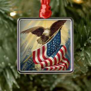 Ornamento De Metal Patriotismo Vintage, Bandeira Americana Águia Patr