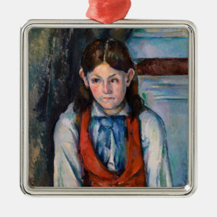 Ornamento De Metal Paul Cezanne - Menino com Colete Vermelho
