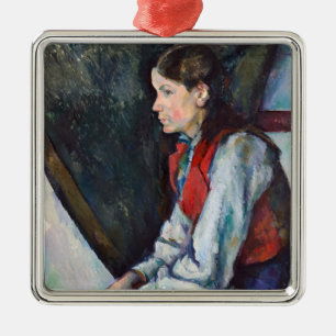Ornamento De Metal Paul Cezanne - Menino com Colete Vermelho