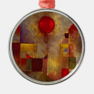Ornamento De Metal Paul Klee Balão Vermelho Arte Colorida Abstrata 