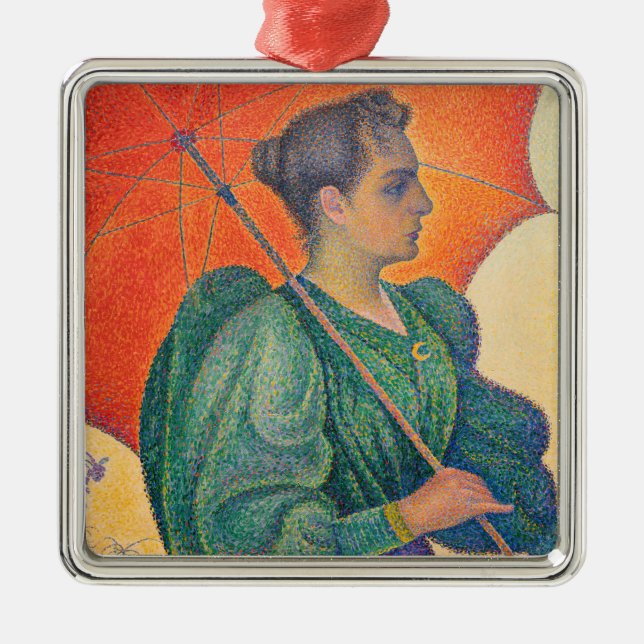 Ornamento De Metal Paul Signac - Mulher com Guarda-Sol (Frente)