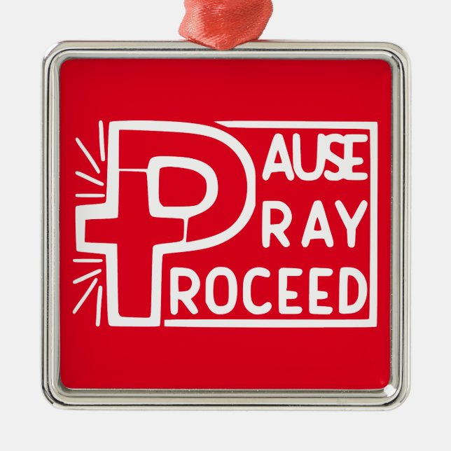 ORNAMENTO DE METAL PAUSA PRAY PROSSEGUIR (Frente)