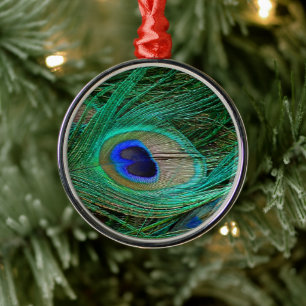 Ornamento De Metal Pavão Azul