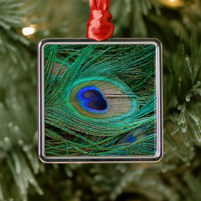 Ornamento De Metal Pavão Azul (Árvore)