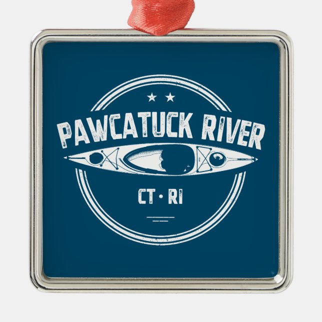 Ornamento De Metal Pawcatuck River Connecticut Rhode Island Kayaking (Frente)