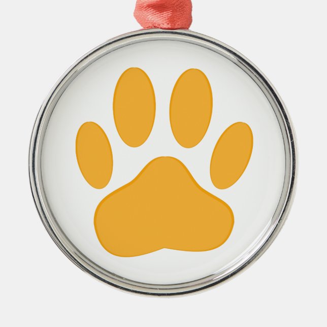 Ornamento De Metal Pawprint do Cachorro Laranja (Frente)