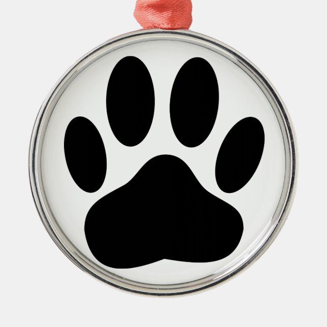 Ornamento De Metal Pawprint do Cão (Frente)
