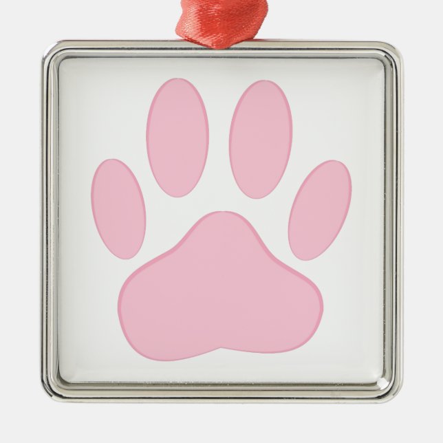 Ornamento De Metal Pawprint Rosa (Frente)