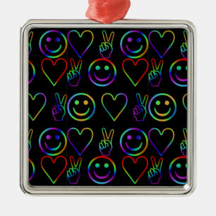 ORNAMENTO DE METAL PAZ, AMOR E FELICIDADE