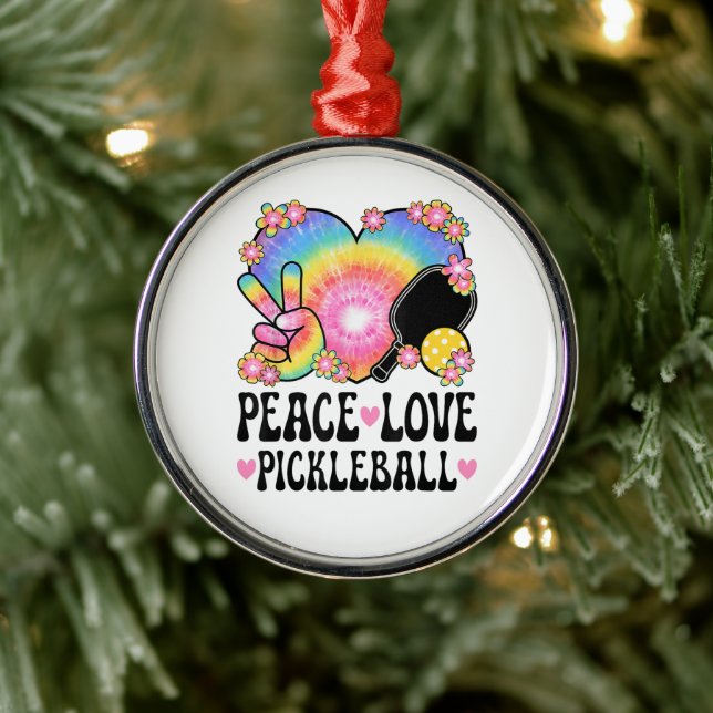 Ornamento De Metal Paz Amor Pickleball (Árvore)