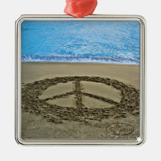 Ornamento De Metal paz no oceano (Frente)