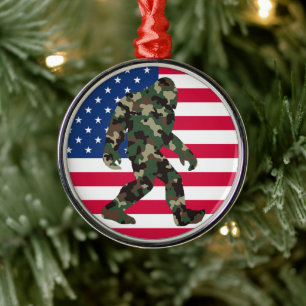 Ornamento De Metal Pé-grande Sasquatch Camuflagem
