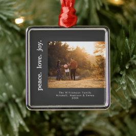 Ornamento De Metal Peace Love Joy Holiday Christmas Family Photo