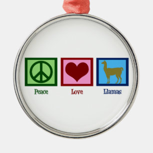 Ornamento De Metal Peace Love Llamas