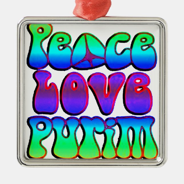 Ornamento De Metal Peace Love Purim (Frente)