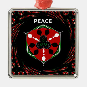 Ornamento De Metal "Peace: with Shield Emblem" Art Impressão