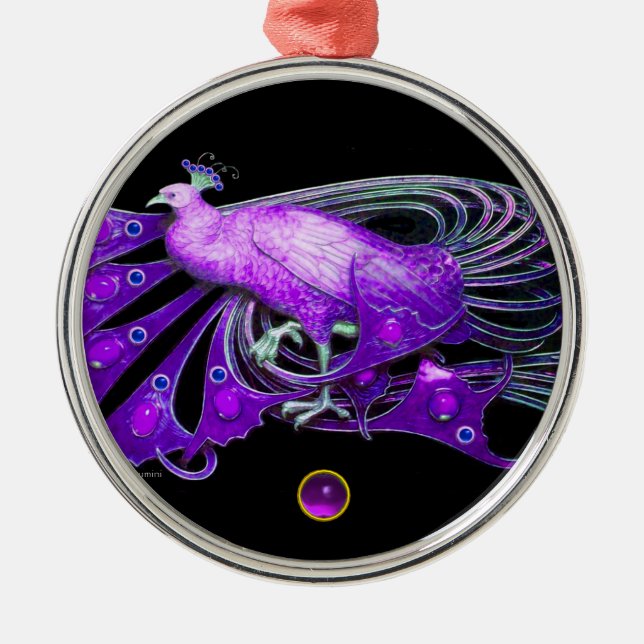 ORNAMENTO DE METAL PEACOCK ELEGANTE NO AMETISTTA PURPÊS (Frente)
