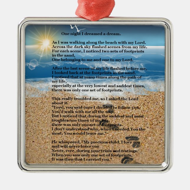 Ornamento De Metal Pegadas na areia (Frente)