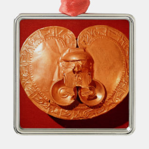 Ornamento De Metal Peitoral com um rosto humano