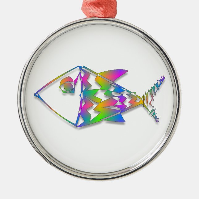 Ornamento De Metal Peixe abstrato (Frente)