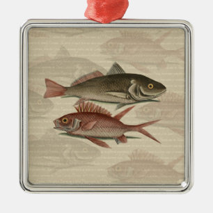 Ornamento De Metal Peixe Perca Vermelha Arte de Pescador