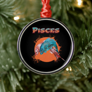 Ornamento De Metal Peixes Peixes Zodíaco Horóscopo Signo de Água Astr