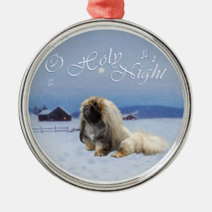 Ornamento De Metal Pekingese Ó Santa Noite