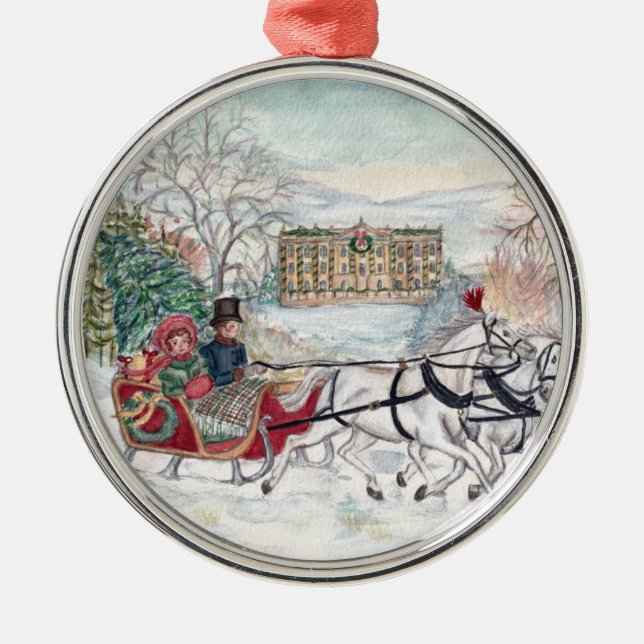 Ornamento De Metal Pemberley Sleigh Ride - Jane Austen (Frente)