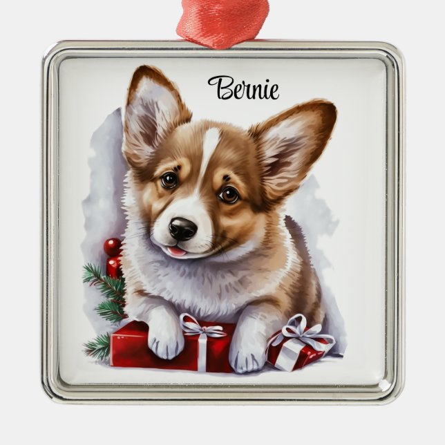 ORNAMENTO DE METAL PEMBROKE WELSH CORGI PUPPY (Frente)