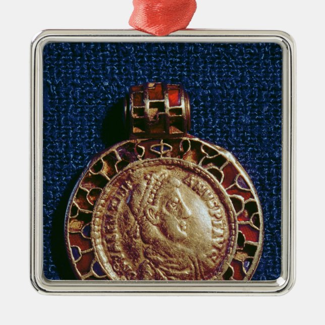 Ornamento De Metal Pendente Dourado sob a forma de uma moeda (Frente)
