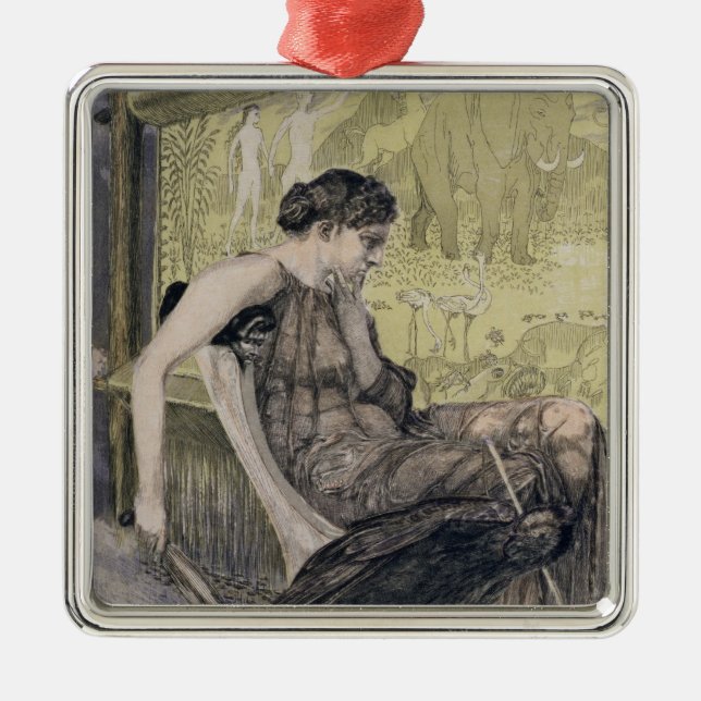 Ornamento De Metal Penélope que tece uma saia para Laertes seu pai-eu (Frente)