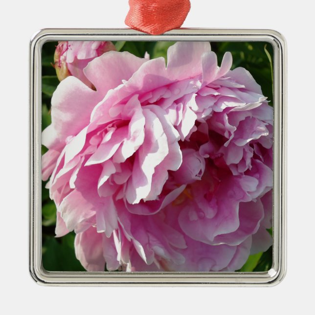 Ornamento De Metal Peônias cor-de-rosa (Frente)