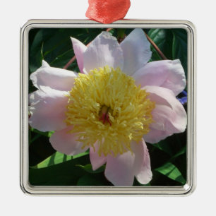 Ornamento De Metal Peônias Rosa e Amarelo Lindas Flores