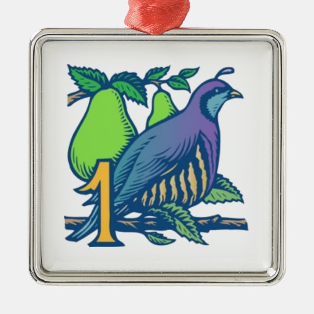 Ornamento De Metal Perdiz em uma árvore de pera (Frente)