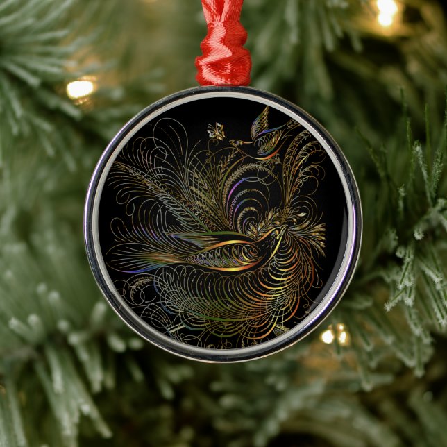 Ornamento De Metal Perdizes coloridos elegantes (Árvore)